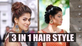 Nayanthara inspired Hairstyle Tutorial Part 2  Nayanthara 2018 Vikatan  Awards saree look  YouTube