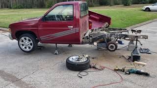 D21 lowerd and wrecked D21 Re Drill Leafspring