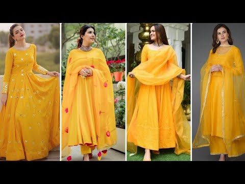 Yellow Bridal Designer Long Anarkali Gown SFSKDCL4565 – ShreeFashionWear