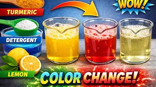 Magic of science Turmeric + Detergent + Lemon Experiment | Amazing Color Change Reaction 😲
