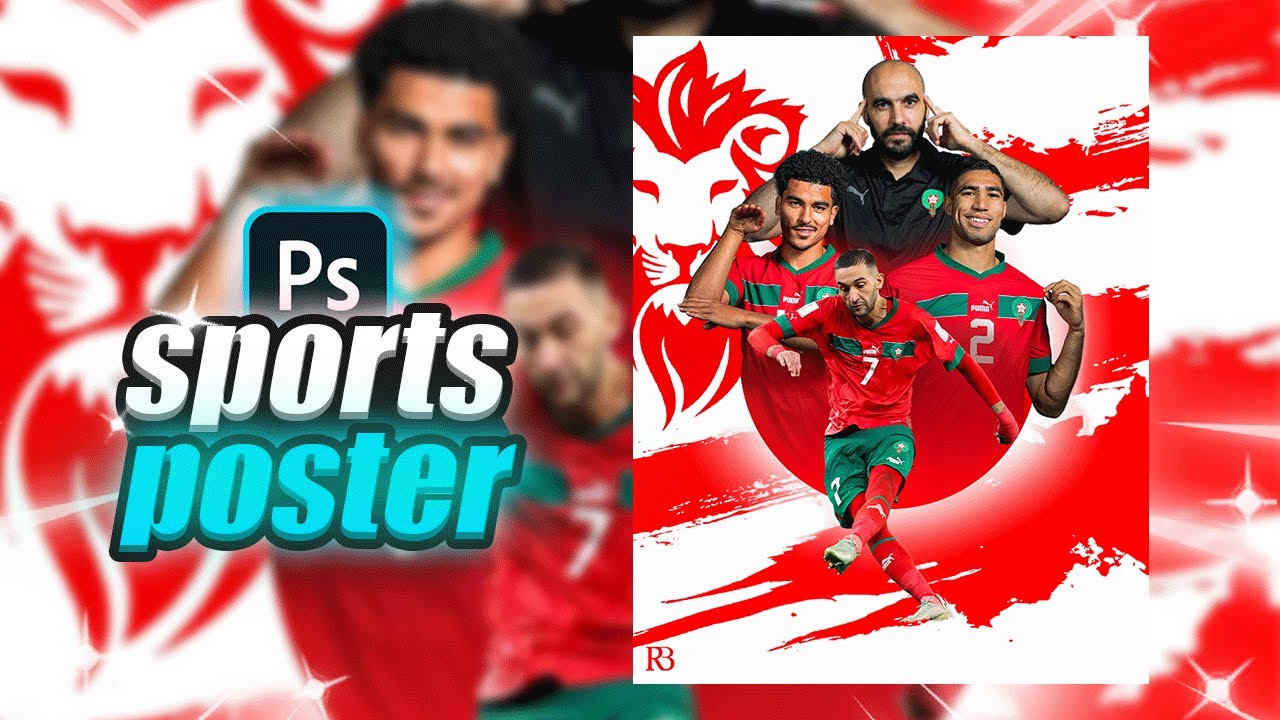 How to design a football poster | photoshop tutorial | Morocco team ...