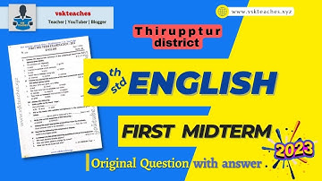 9th std English First Midterm Original Question paper and answer key download 2022 & 2023