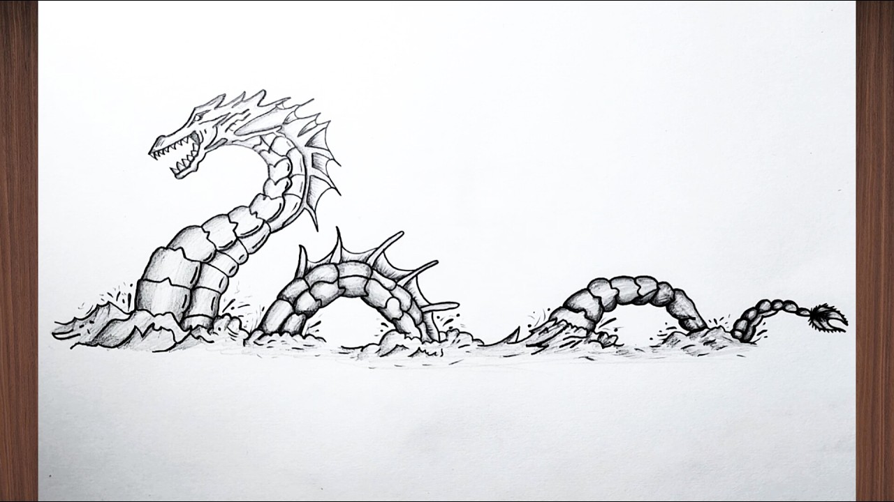 Ejder Çizimi | Su Canavarı | Karakalem Çizimleri nasıl Çizilir |