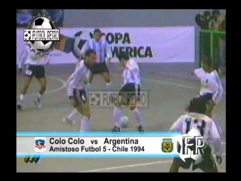 Maradona, Beto Acosta, Gorosito juegan al futbol 5 Colo Colo vs Pibes de Oro Amistoso en Chile 1994 FUTBOL RETRO TV