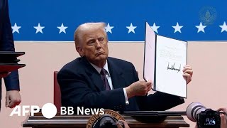 トランプ米大統領、パリ協定再離脱を発表（2025年1月撮影）