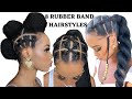 8 quick  easy rubber band hairstyles on  natural hair  tutorials  protective style  tupo1