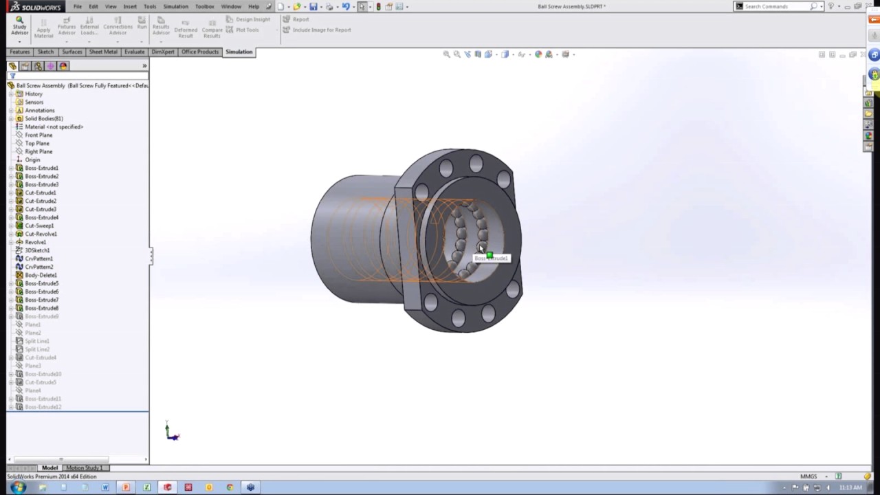 SOLIDWORKS Simulation Representing Ball Screws And Linear Rails In