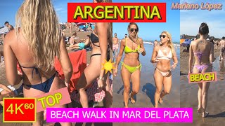 4K⁶⁰ - 👉 BEACH WALK ARGENTINA ☀️ - Mar del Plata (Playas del Sur) 🏖️ - SUMMER - Travel - VLOG 🌟