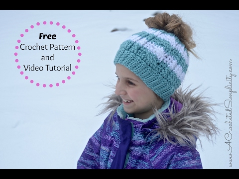 Free Crochet Pattern: Cabled Messy Bun Hat - YouTube display picture 3