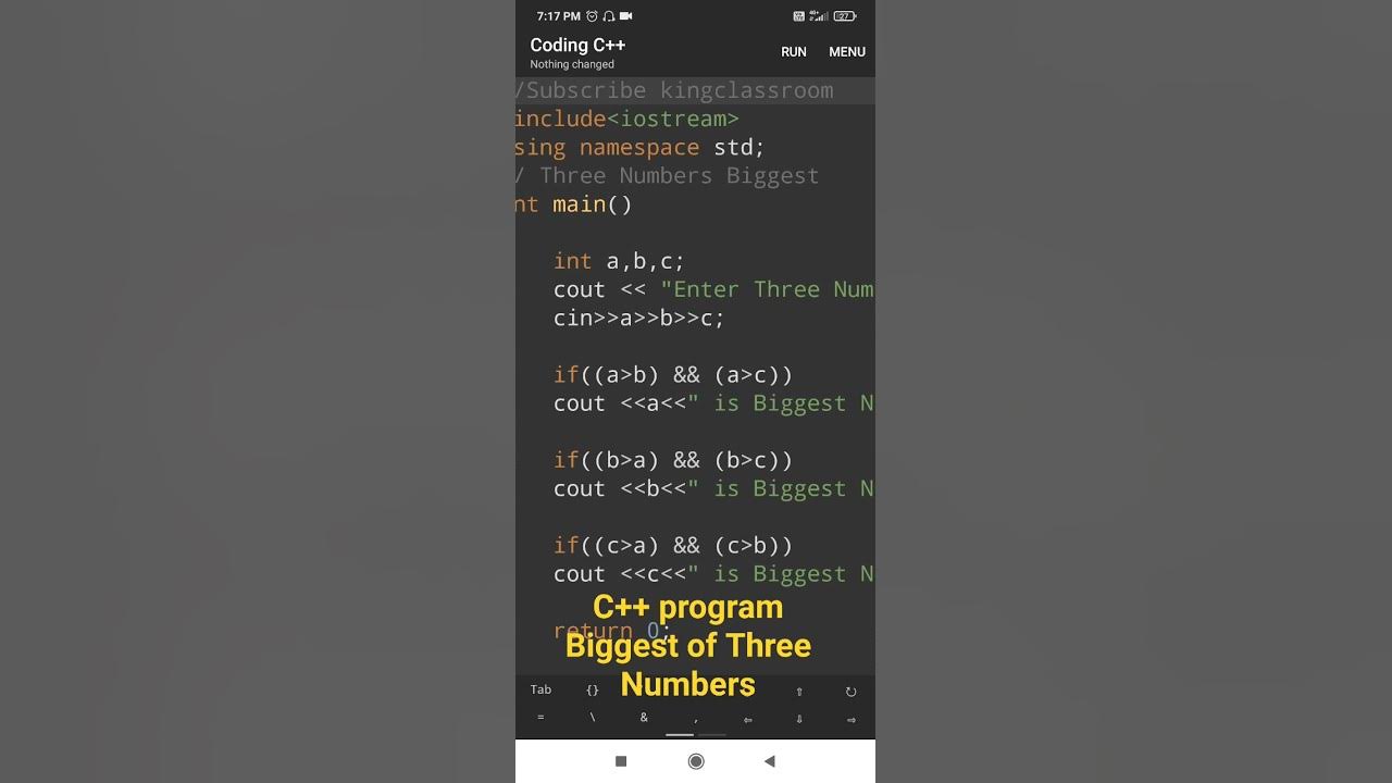 C++ Program for Biggest of Three Numbers | Biggest of Three Numbers in ...