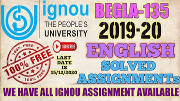 BEGLA-135 solved assignment 2019-20 | English | 💯%free | Last date 15/12/2020