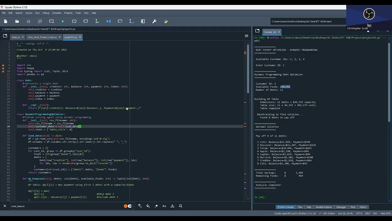 Christopher Scott - IFT 360 - AI Agent Project