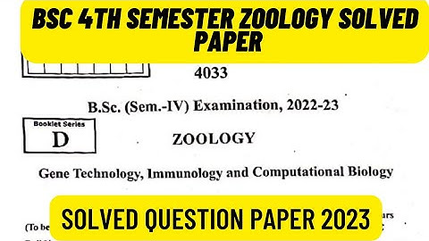 BSc 4th Semester Zoology solved question paper 2023 / Siddharth University Solved paper 🔥#bsc4thsem