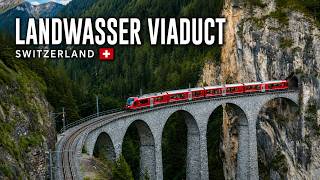 Switzerland 4K | Hiking to the Iconic Landwasser Viaduct Near Davos, Swiss Alps Red Train Bridge