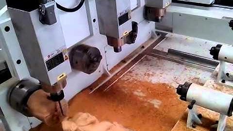 4 Heads 4 axis cnc router machine for wood sculpture engraving video