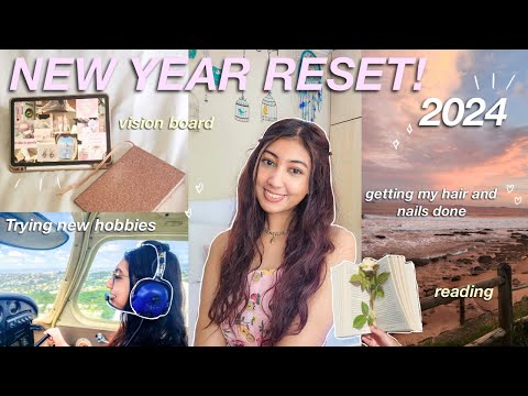 NEW YEAR RESET 2024 🎀 ultimate glow up, trying new hobbies, manifestation, reading, etc!