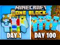 We Survived 100 Days on ONE BLOCK in Hardcore Minecraft... ( As A Squad )