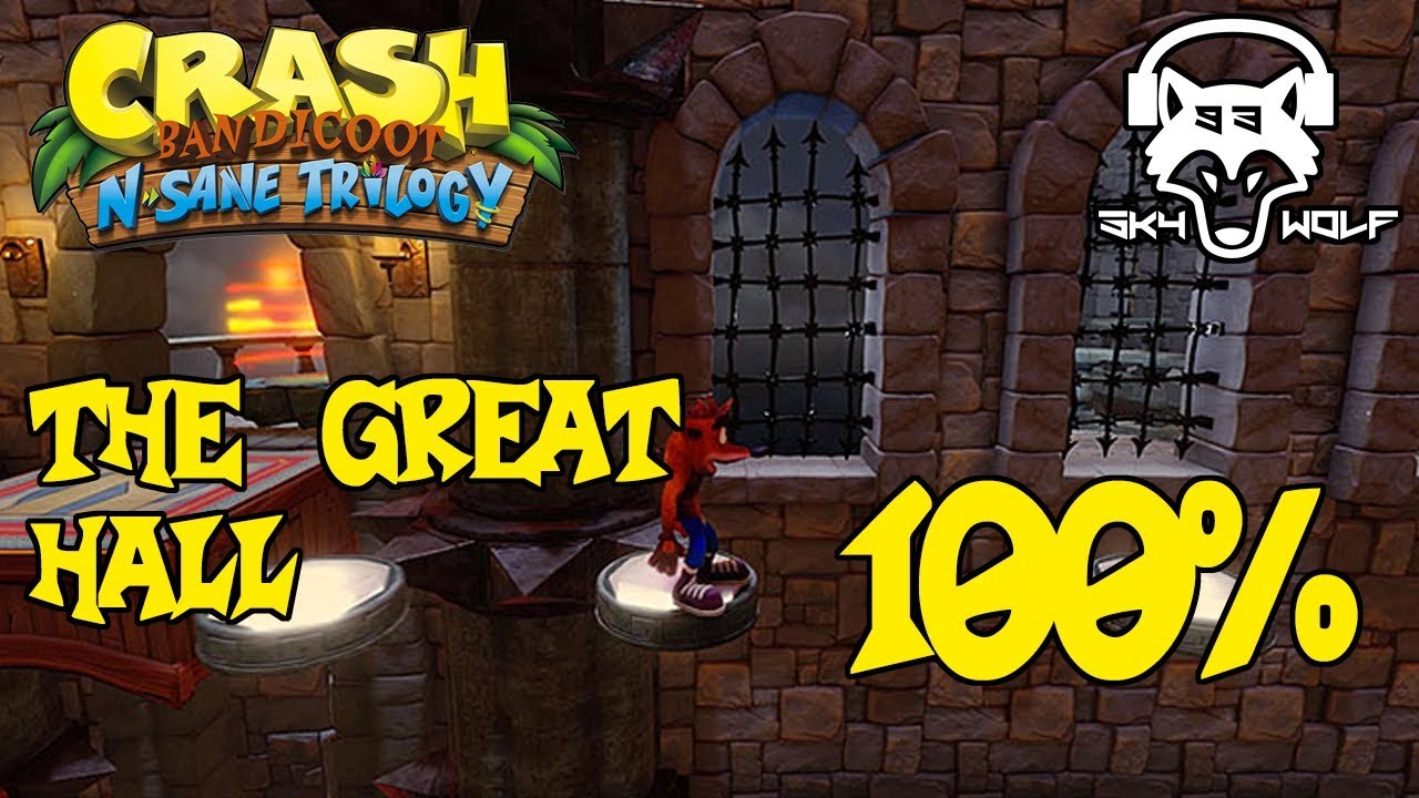 Crash Bandicoot 1 The Great Hall Final 100 TODAS LAS GEMAS RECOGIDAS