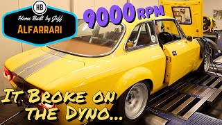 9000rpm on the dyno... and then it broke - Ferrari engined Alfa 105 Alfarrari build part 200
