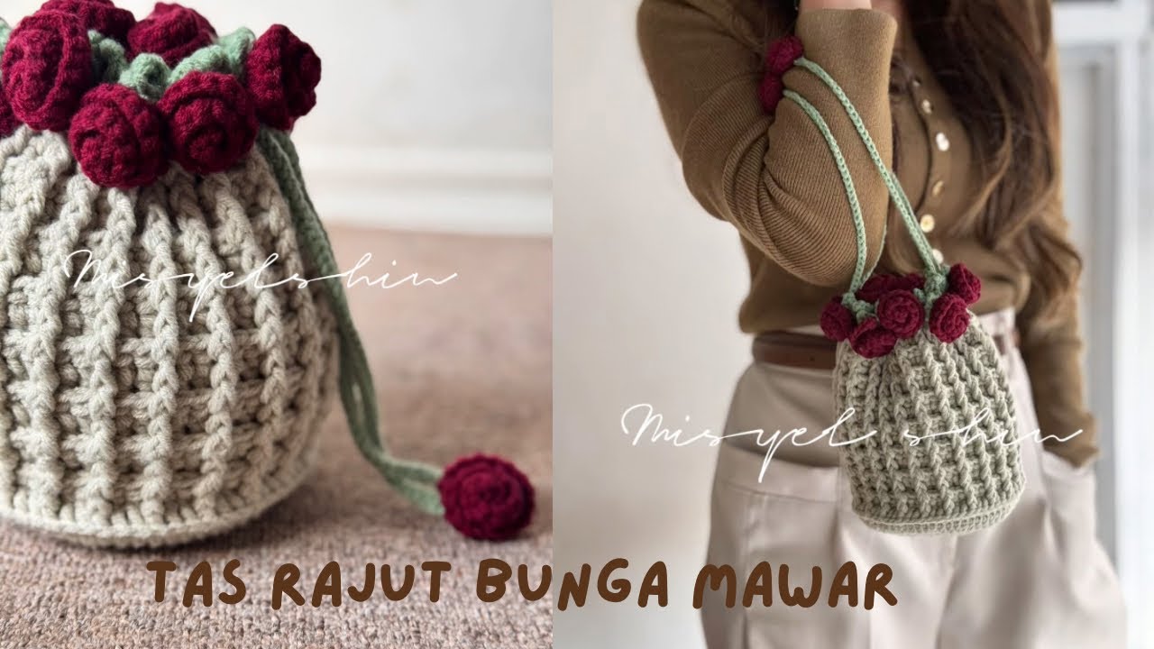 Tas rajut bouquet bunga mawar viral