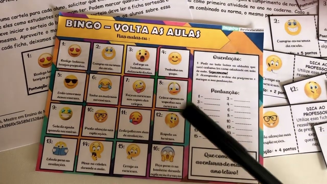 Jogo do bingo com o tema volta às aulas 2022 - Professora Carolina Palhas