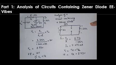 Analysis of a Circuit Containing Zener Diode #zenerdiode Part 1