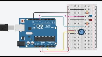 TinkerCad Potentiometer with two LEDs
