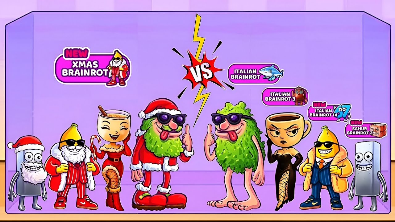 Merge Fellas: Xmas Brainrot VS Italian Brainrot 1,3,14 & Sahur Rot 2 ⁉️ Max Level | Gameplay!