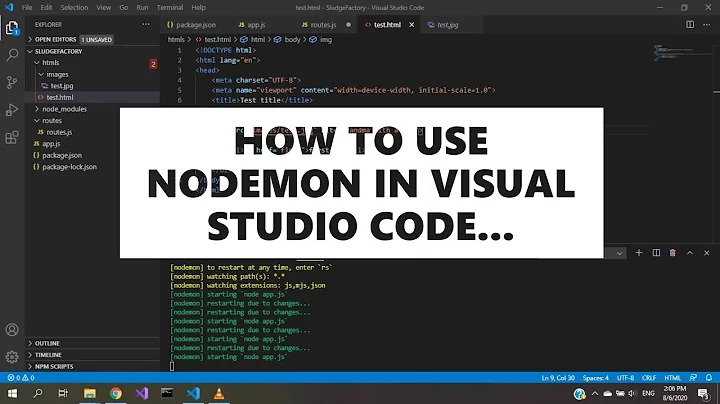 How to use nodemon in visual studio code