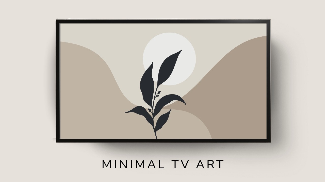 TV Art Screensaver: Neutral Modern Plant Silhouette Art for Frame TV | 4K
