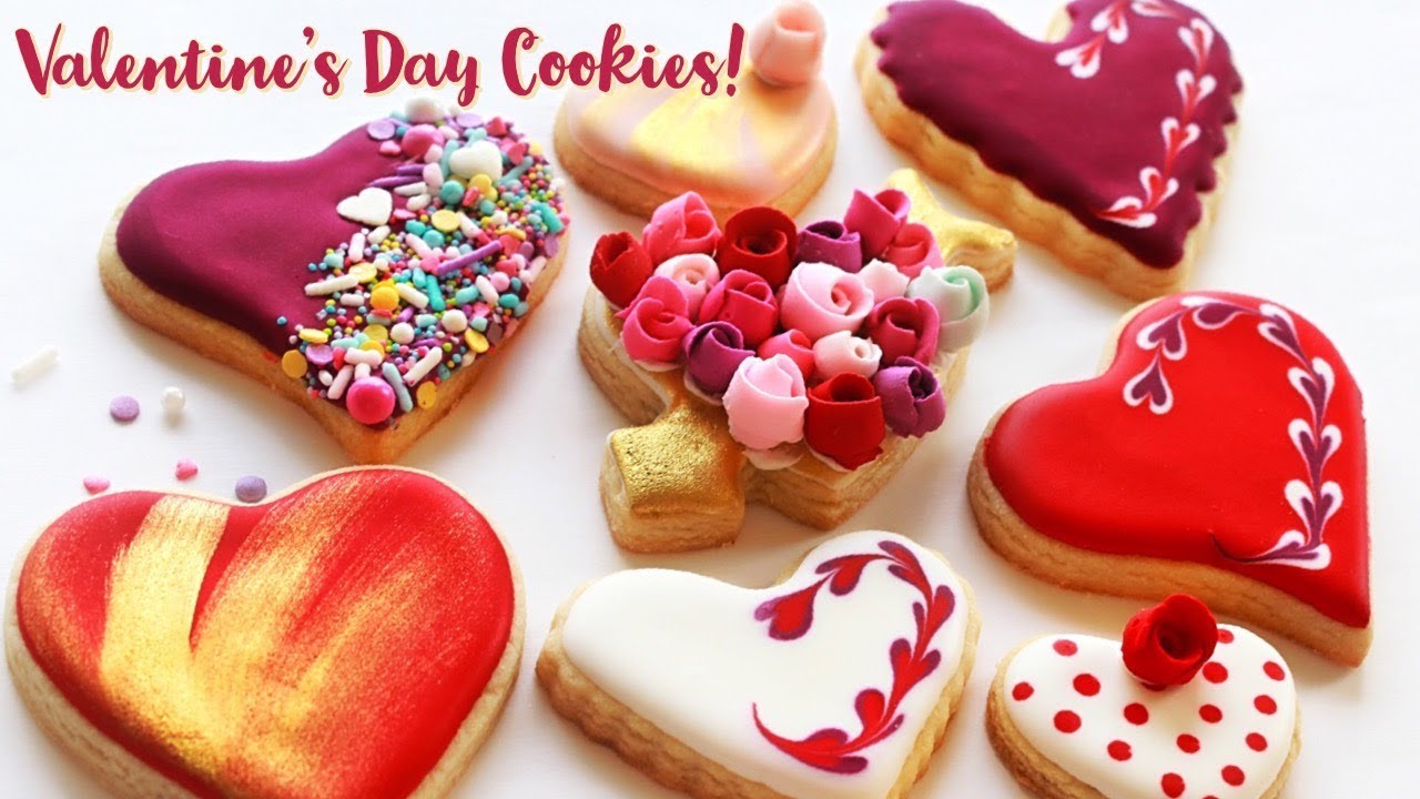 How To Decorate Pretty Valentine's Day Cookies YouTube