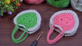 : How to crochet a heart bag for beginners #woolen knitting purse making #easy project #"org"u model