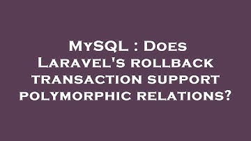 MySQL : Does Laravel