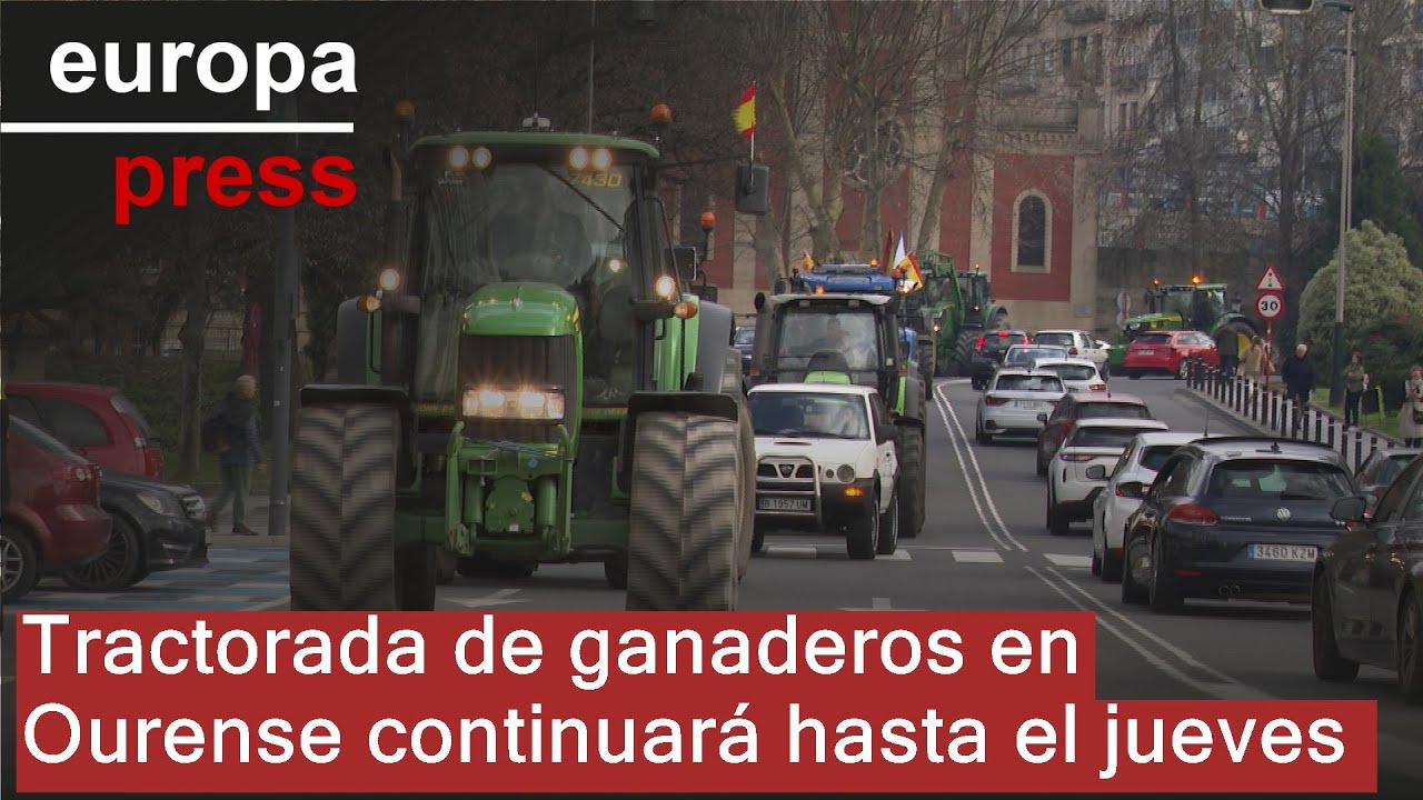 La tractorada de ganaderos continuará hasta este jueves en Ourense