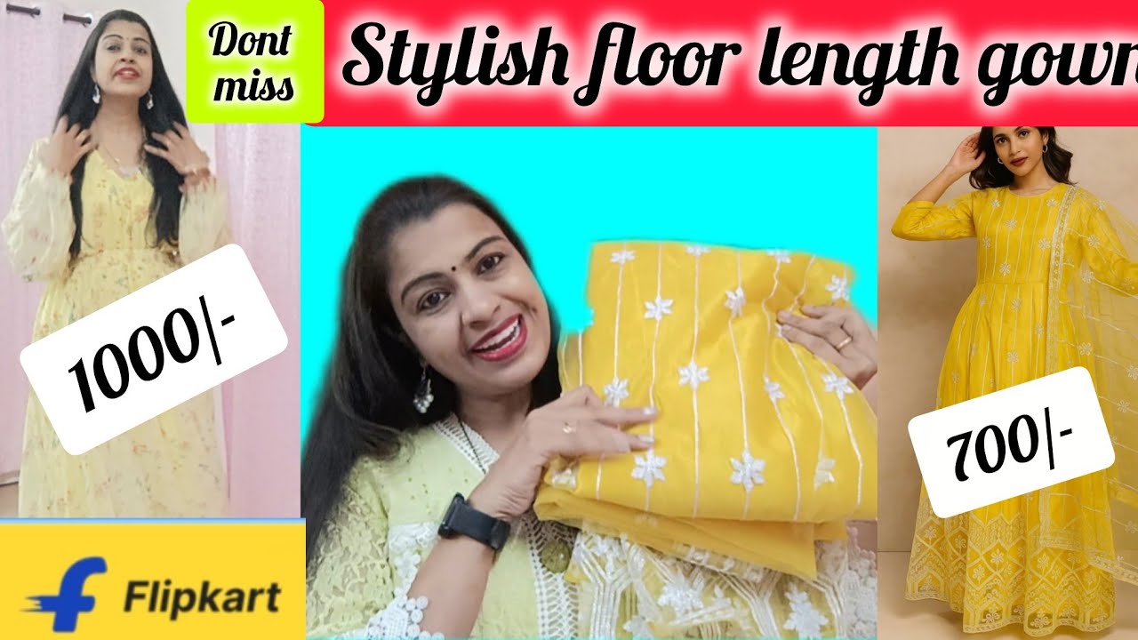 Floor Length Gown Haul | Flipkart से लिया शानदार गाउन ट्राय-ऑन | beautiful gown in yellow🟡