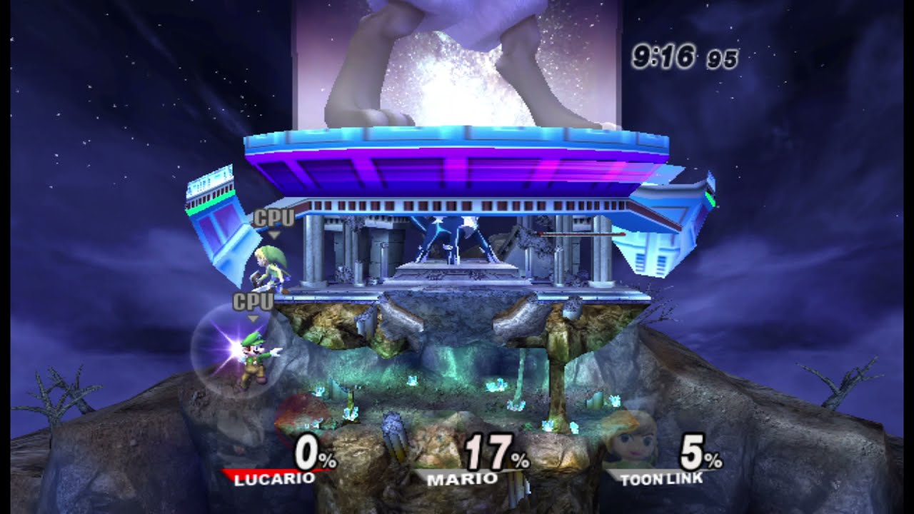 SSBB - Giant Growing Lucario vs Mario vs Toon Link