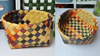 DIY Colorful Basket with Rattan, Easy Steps for Beginners at Home #diy #handmade #craft