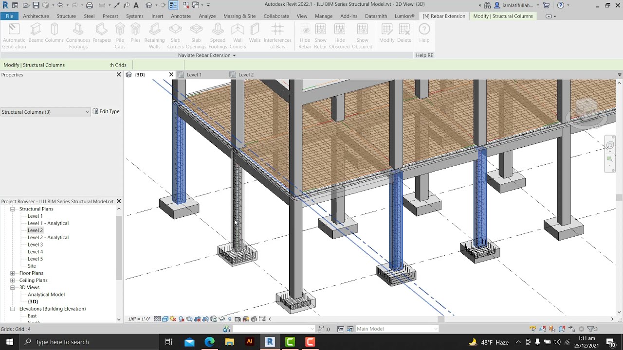 11 - Automatic Reinforcement in Footing, Columns, Beams, and Slab in Autodesk Revit | ILU BIM Series