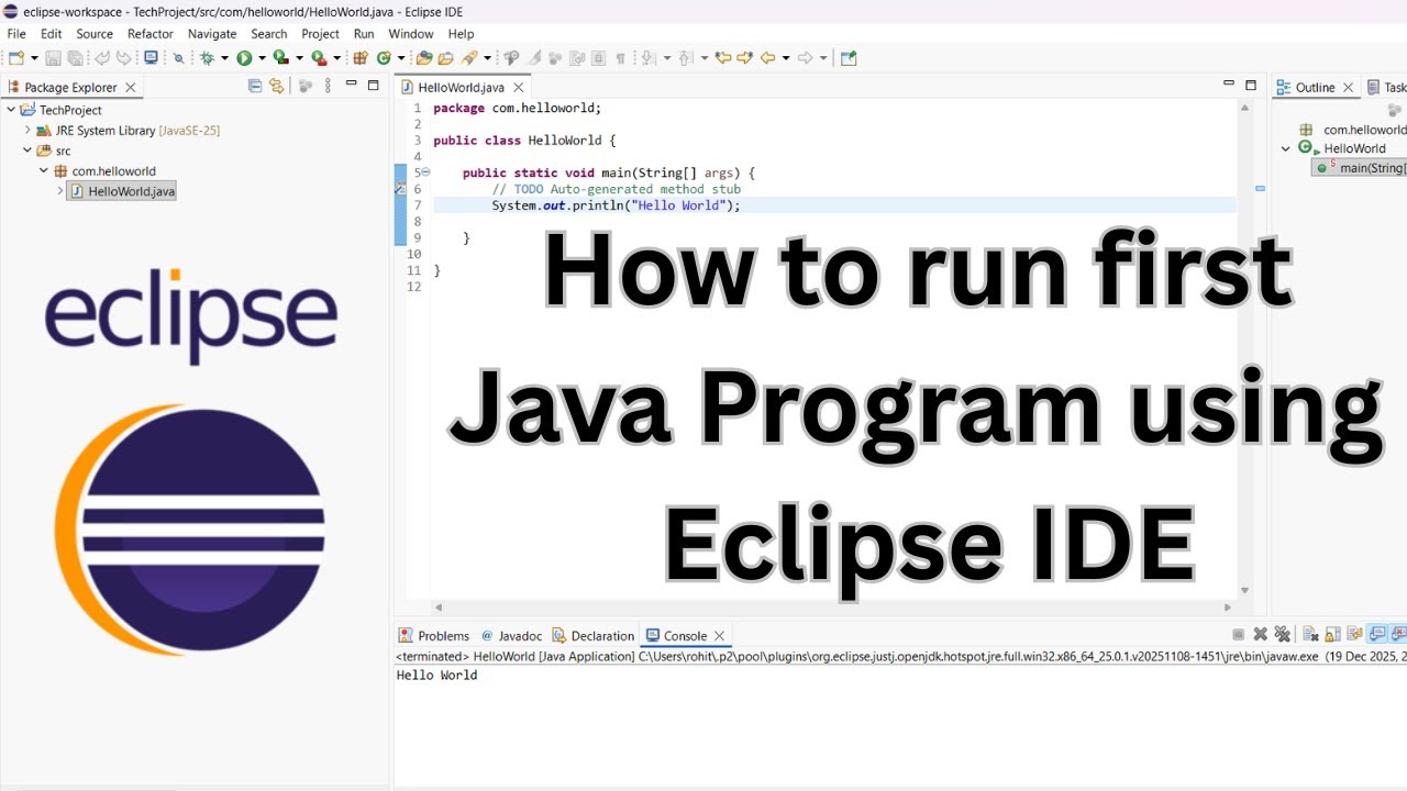 How to run first Java Program using Eclipse IDE