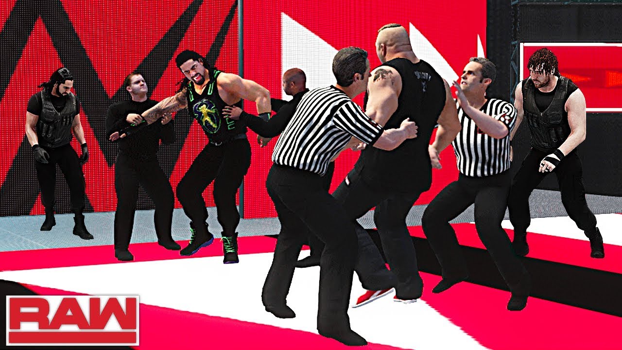 WWE Raw 8/13/18 - Brock Lesnar & Roman Reigns final Brawl ft. Ambrose, Rollins, Angle - WWE 2K18