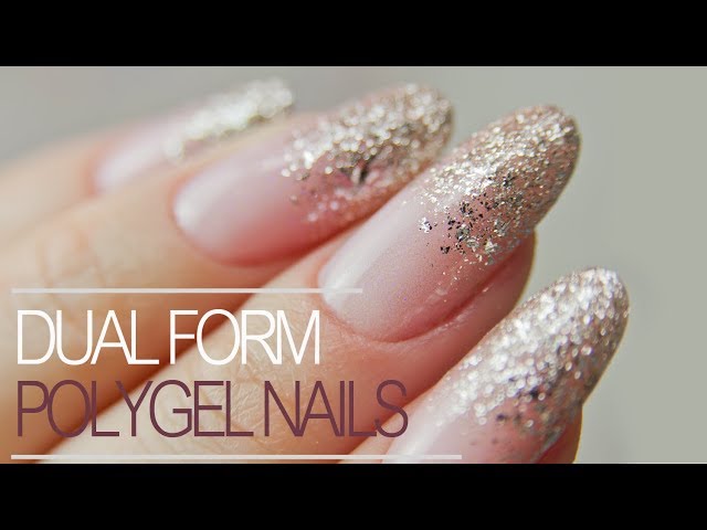 How to Use Dual Forms | Easiest PolyGel Nails with Glitter Fade