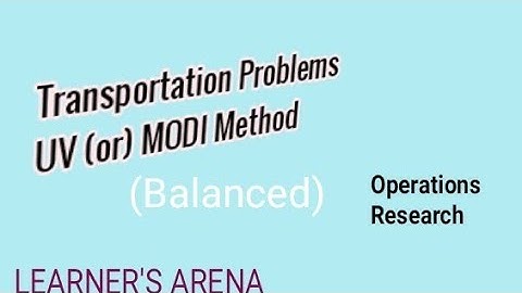 UV or MODI method--Transportation problems Tamil & English