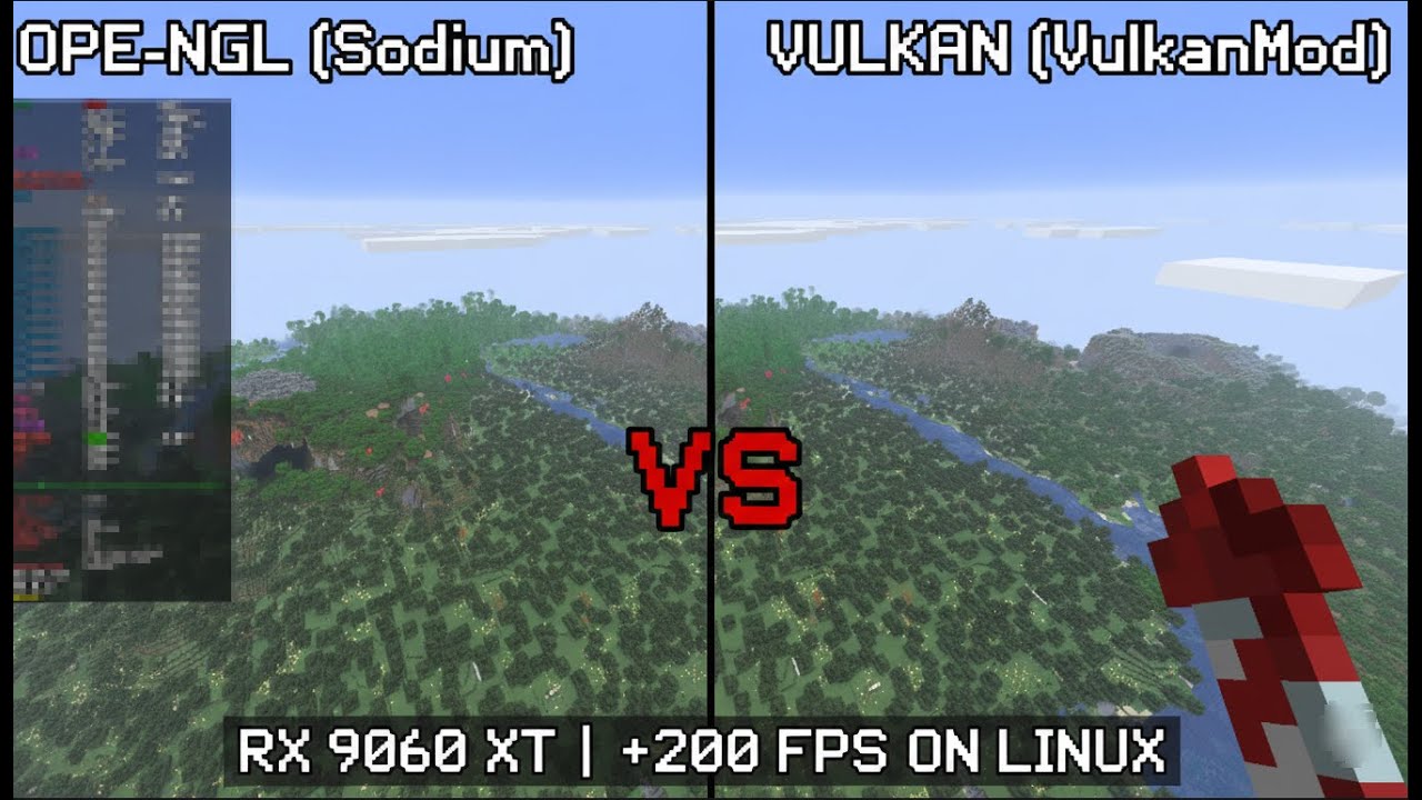 Minecraft FPS Comparison: OpenGL vs Vulkan on Arch Linux | RX 9060 XT ...