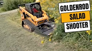 Cutting tall grass with skidsteer