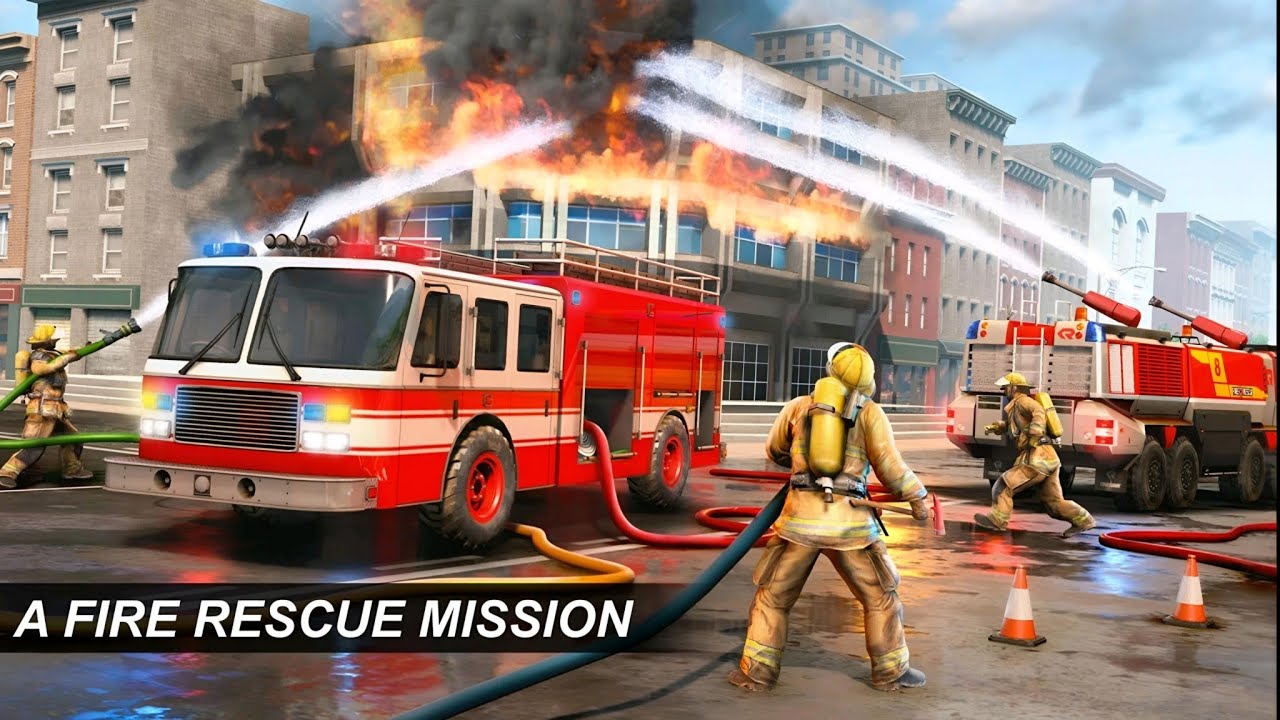 US Firefighter Truck Rescue 3D - Realistic Firefighting Simulation Gameplay