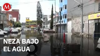 Intensas lluvias provocan inundaciones en calles, viviendas y comercios de Ciudad Nezahualcóyotl