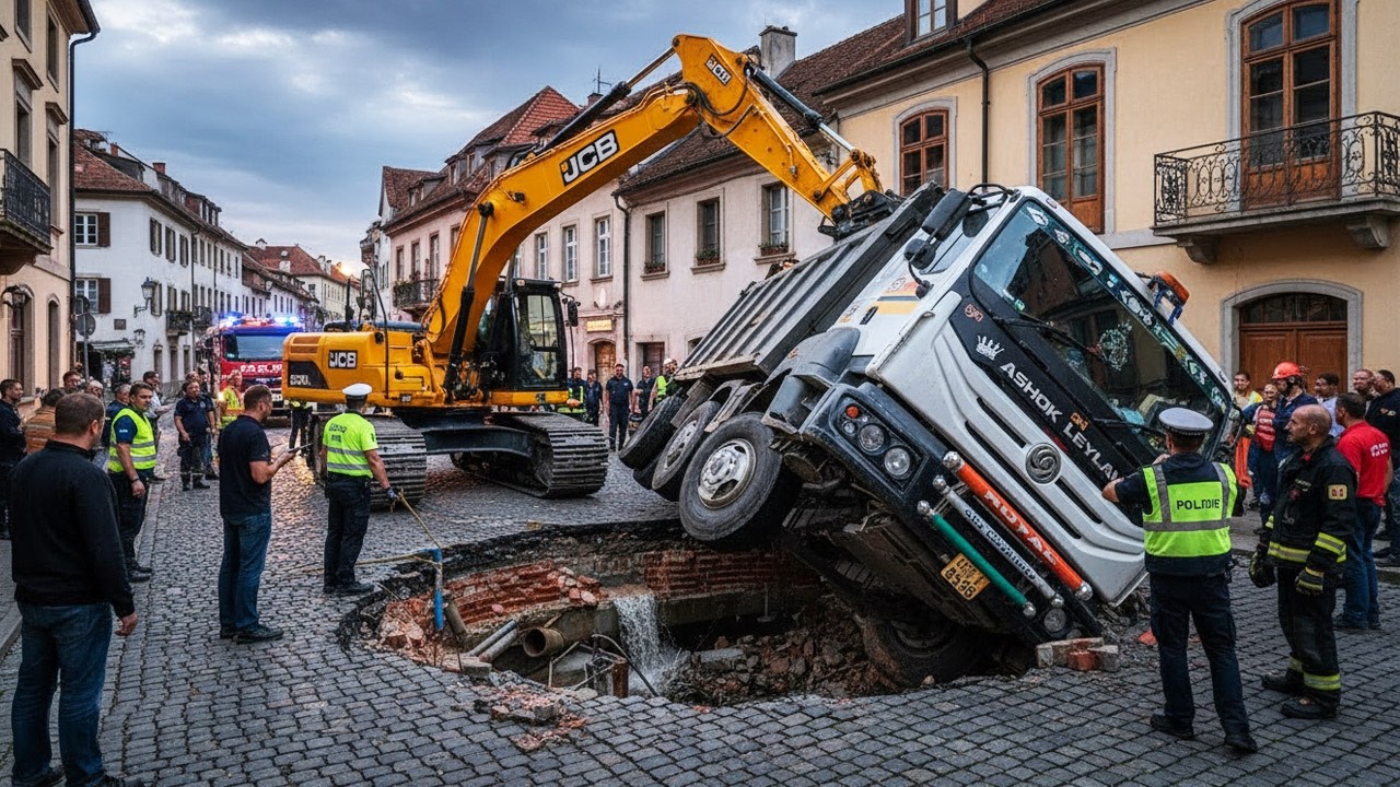 Unstable Road Surface Leads to Unexpected Incident - Emergency Rescue