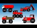 Red Vehicles For Kids - Dump Truck, Fire Engine, Garbage Truck, Monster Truck, Tractor and Backhoe