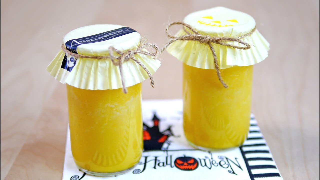 Halloween Pumpkin Pudding in Reused SAKE Cups ハロウィン かぼちゃプリン 自然に二層に分かれる リサイクル瓶 | MosoGourmet 妄想グルメ