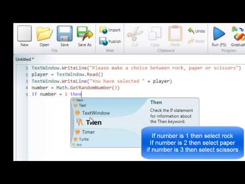 Tutorial 3   Random numbers and basic IF statements in small basic